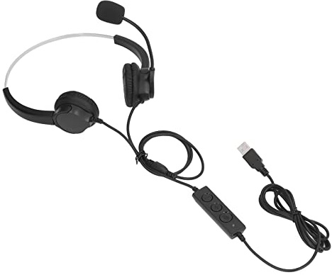 RELDAXSBH Cuffie da ufficio cablate, cuffie per call center con microfono con riduzione del rumore, cuffie binaurali regolabili per computer, materiale ABS stabile con braccio ruotabile di