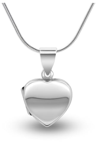 Soul-Cats Bonito medallón de plata de ley 925 con forma de corazón, con o sin cadena, amuleto de recuerdo personalizado, Kette 40cm & Anhänger, Plata esterlina, No es una piedra preciosa