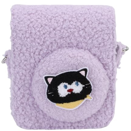 RiToEasysports Sac pour appareil photo, étui de protection en polaire en peluche antichoc avec corde de suspension pour appareil photo instantané Mini 12, violet, Décontracté