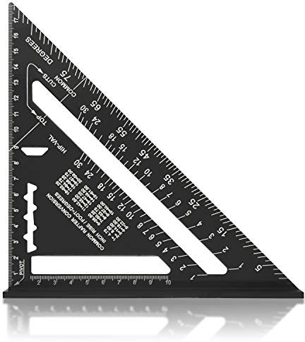 Winkelmesser für Zimmermann,7 Zoll Metrischer Dreieck-Winkelmesser,Aluminium Legierung, 90 Grad Verdicktes Dreieckslineal