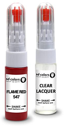 SD COLORS Kit de réparation de stylo de retouche 547 - Rouge flamme - 20 ML - Code couleur 547 - Pour peinture et vernis