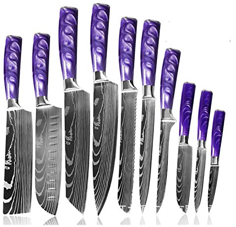 Cuchillo Damasco Cuchillo de cocina Cuchillo de sushi japonés Cuchillo de cocina Salmón Sashimi Cuchillo Verduras Cuchillo de Cleaver Cuchillo (Color : 10pcs)