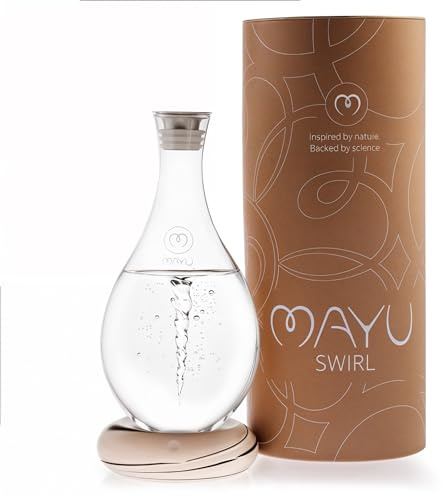 MAYU Water Swirl Earth – Edle Wasserkaraffe aus 100% Borosilikatglas mit natürlicher Wirbelbewegung, handgefertigtem Porzellan, 1,5 Liter, mit Deckel, Braun, perfekt für Wasser und Getränke.