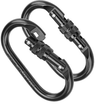 LWLWA 2 Stück Karabinerhaken Groß, Legierter Stahl Schraubkarabiner, Tragbar Kletter Karabiner, Karabiner 25 kn(2500kg), Verchromte Oberfläche Verwendet für Hängematten, Camping, Bergsteigen