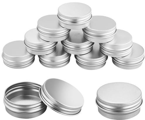11 contenitori vuoti in alluminio, 15 ml, in latta per crema, da viaggio, portatile, per candele, crema, cosmetici (argento)