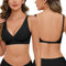 Vancavoo Backless Bras for Women Low Back Bra Clear Halter Neck Bra Wirefree Seamless Deep V Neck Multiway Strap Convertible Bra,Black,M