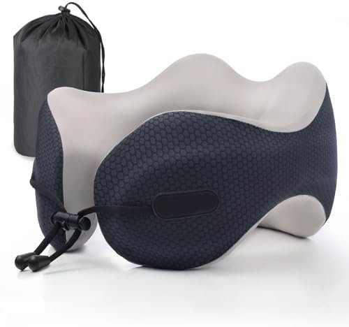 Radikor Nackenkissen Flugzeug, Reisekissen Memory Foam, U-förmiges Travel Neck Pillow Nackenhörnchen Erwachsene, Ergonomisch Flugzeug Kissen mit Aufbewahrungstasche für Flugzeug Auto Zuhause Büro Zug