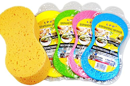 5 esponjas grandes para lavado de coche, multiusos, limpieza con cera, color al azar, esponja de coral