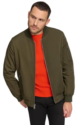 Calvin Klein Chaqueta bomber ligera y resistente al agua para hombre, Oliva, Large