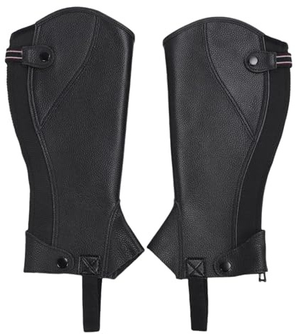 TOPINCN Demi-chaps D'équitation, Demi-chaps pour Enfants, équestres en Maille Flexible, Respirants, D'équitation Noirs pour Enfants