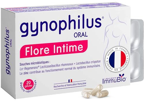 Gynophilus Oral - Probiotique Flore Intime avec Zinc - Complément Alimentaire Soutien de la Flore Intime & Système Immunitaire - Fabriqué en France - 20 Gélules Gastro-résistantes