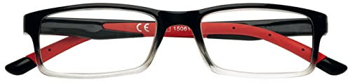 Zippo Occhiali da Lettura, Realizzati con Montatura dalle Linee Morbide, Ideale per Uomo e Donna, Diottria +2.00, Color Nero Sfumato, Aste Rosso