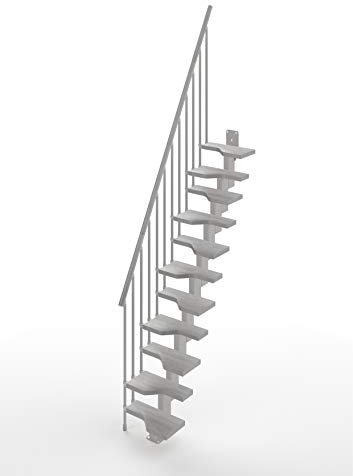 Scala Rettilinea Salva-spazio alla Marinara Mister Step Mini 11 Gradini - Altezza tra i Piani 241-285 cm. (Cemento, ACCIAIO GRIGIO)