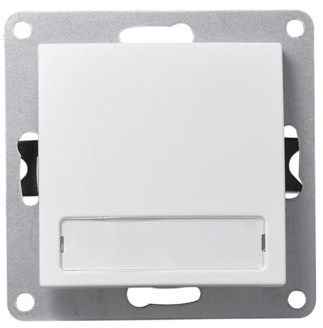 McPower Interrupteur avec plaque nominative FLAIR - Interrupteur à bouton poussoir encastré - 250 V ~/10 A - UP - Blanc