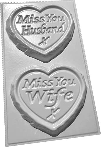 HUSBAND WIFE Miss You Small Concrete Moulds Grave Markers Memorial Stones Hearts