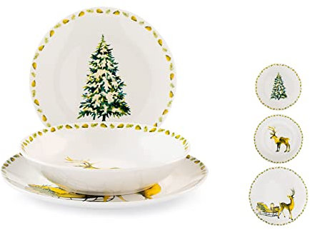 HOME Laponia - Juego de mesa de 18 piezas, porcelana