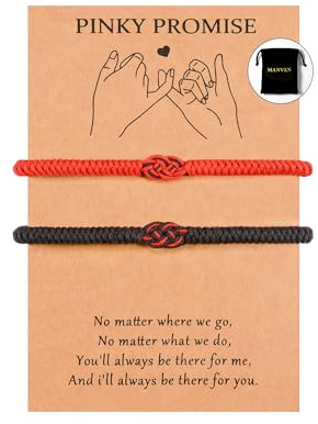 MANVEN 2PCS bracelets de couple Bracelet Roug Kabbale corde tissée à la main bracelet réglable protection chance couple amitié cadeau pour hommes femmes, garçons filles