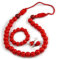 Avalaya Chunky Red Round Wooden Bead Necklace, Flex Bracelet and Drop Earrings Set - 80cm Long