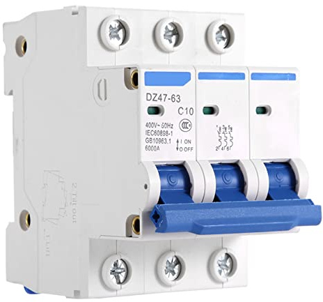 leitungsschutzschalter 10a, Sicherungsautomat 10A 3 Polig Typ C,Interruttore 3 Poli 10A, Leitungsschutzschalter AC 400 V 6/10/16/20 A Miniatur-Leistungsschalter MCB Sicherheitsschalter DZ47-63(10 A)