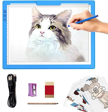 iVAOOZE A4 kabellose Leuchttisch mit innovativem Ständer und Clip,wiederaufladbare Leuchtplatte,stufenlos dimmbar,6 Helligkeitsstufen lichtpad zum Zeichnung,Skizzierung,Animation,Diamond Painting