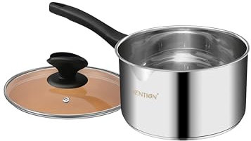 VENTION Casseruola in acciaio inox a induzione, piccola pentola con coperchio, 18 cm, 2 litri con beccuccio