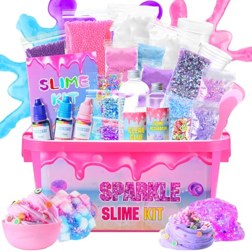 inksbui Confetti Slime Kit, Sparkling, Glimmer, Crunchy, Foam, Jelly Cubes Slime, Stress Relief Toys, Party Favors for Kids, for Girl Boys 6 7 8 9 10 11 12