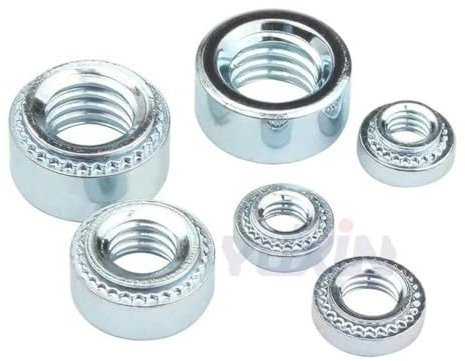 KEYNCO Dado autoagganciante Dado a pressare zincato in Acciaio Inossidabile 304 M2 M2.5 M3 M4 M5 M6 M8 Dadi di Fissaggio per Macchine utensili-M2-1 (50 Pezzi)-S-Acciaio al Carbonio