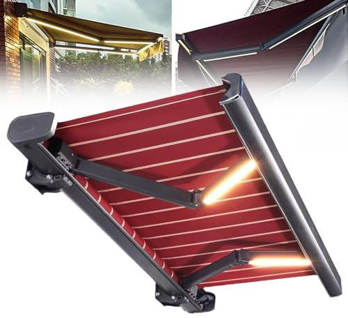 Toldo eléctrico retráctil para patio, con control remoto y luz, toldo de aluminio para exteriores, refugio para terraza, patio, jardín, balcón