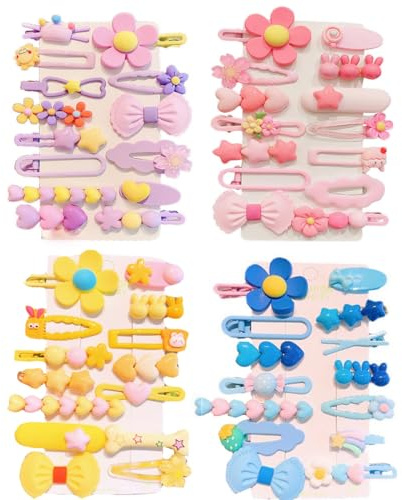 4 pack Girl Hair Clips Cute Hair Accessories for Kids Candy Color Hair Accessory for Little Girls Kids Teens,Multiple Patterns