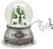 Schneekugel Hüttenzauber 2 weiße Rehe vor Tannenbaum | Sockel Zinnoptik Ornamente | mit Spieluhr | Schüttelkugel Weihnachtsdekoration | B: 10 cm H: 14 cm | 20253