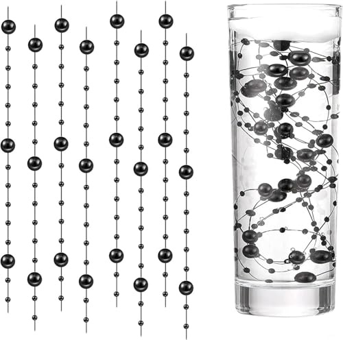 PacuM Artificial Pearls String Beads Chain, 18 Pc/70 Feet Pearl Bead String Garland Faux Pearl Christmas Beads Garland Plastic for Wedding, Party, Christmas Tree Decoration (Black)