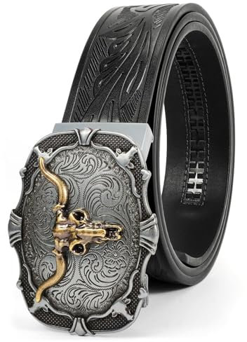 BELTROAD Herren Automatik Ratsche Westerngürtel Leder Cowboy Gürtel für Männer mit Automatik Western Gürtel Herren für Jeans Weihnachtsgeschenke