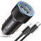 Zigarettenanzünder USB C Autoladegerät 60W,Auto Ladegerät USBC Kfz Ladegerät Stecker PD&QC3.0 USB Schnellladegerät Auto Adapter mit TypeC Ladekabel für iPhone 16 15,Samsung S25 S24 Ultra S23 S22,iPad