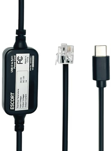 Escort USB-C to RJ11 Power Cord Radar Detectors Including MAX 360, MAX 360c, IX, IXc, 9500 IX, MAX II, MAX 3, MAX 4, MAX 360c MKII, MAX 360 MKII, MAXcam 360c, Redline 360c & Additional Models
