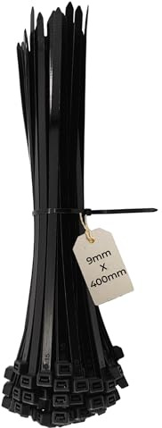 Double Dragon 9 mm x 400 mm Heavy‑Duty PA66 Nylon Cable Ties - 100 Pack | 80 kg (175 lb) Tensile Strength | UV‑ & Weather‑Resistant Self‑Locking Zip Ties | CE • RoHS • UL