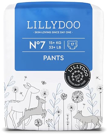 LILLYDOO Baby Windeln Pants - Größe 7 (15+ kg), 17 Höschenwindeln, Sicherer Auslaufschutz - Hautfreundlich, Weich & Ohne Lotionen für empfindliche Haut, Dermatologisch getestet