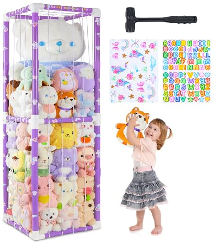 MHJY Organizador de Peluches Infantil Grande – Estantería de Juguetes con Cuerdas Elásticas, Almacenamiento Vertical en Forma de Jaula para Peluches, Habitación Infantil, Guardería y Sala de Juegos