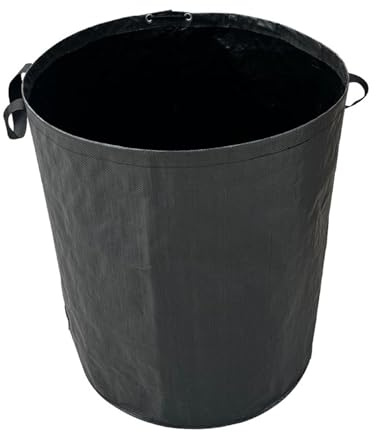 Jiuvaso Sacco da Giardino Riutilizzabile Contenitore per Rifiuti Borsa da Giardinaggio Cesto per Foglie Pieghevole in Tessuto Intrecciato Adatto a Raccolta E, Nero 272L