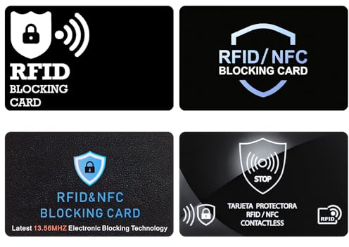 Meng Jiaran 4 Pcs RFID Blocking Cards, NFC Debit Credit Card Protector,Card Blocker for Contactless Cards Wallets Passport Protection