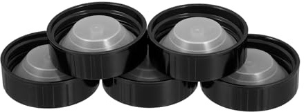 Angoily Tapones de Rosca Redondos Reutilizables para Botellas de Vidrio Growler, Tapas de Plástico Negro 38 Mm Que Previenen Fugas de Líquido, Pack de 5 Unidades