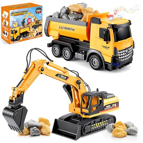 EUCOCO Giochi Bambini 3 4 5 6 7 8 Anni, Ruspa Escavatore Camion Giocattolo Per Bambini Regalo Bambino 3-8 Anni Macchinine Per Bambini Giocattolo Bambino 3-8 Anni Regali Compleanno Bambini Bambino