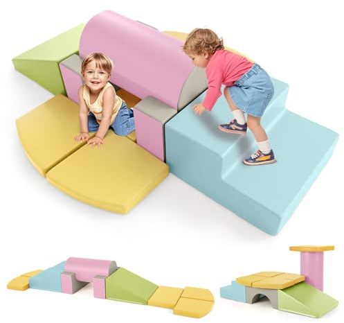 FANTASK 10 pezzi blocchi da costruzione in gommapiuma, blocchi giganti in PU, grandi blocchi morbidi per arrampicata e scivoli, blocchi da arrampicata per interni per bambini a partire da 1 anno