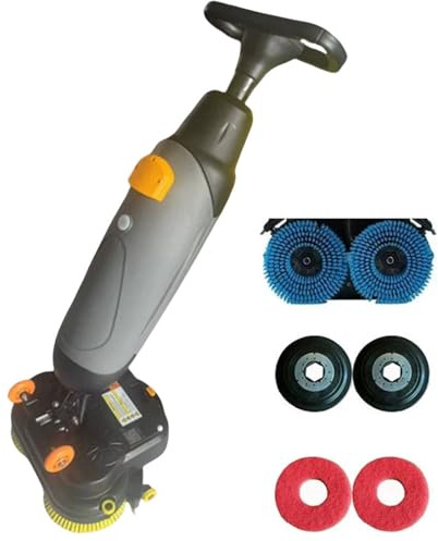 ShaiVrissian Walk Behind Floor Scrubber Dryer,Portable Commercial Scrubber,Cordless,2 Adjustable Brushes,17 Cleaning Width,13000 Sqft/H,for Tile,Sealed Floors,Hotels,Shops Gray