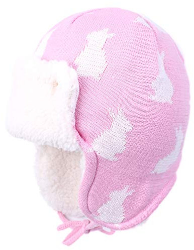 Yixda Unisex baby vintermössa med öronlappar barn trappermössa, skidhatt, Hare, 2-4 År