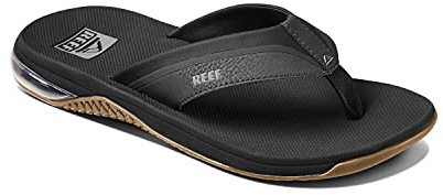 REEF Anchor - Chanclas de playa para hombre, impermeables, con acolchado en el talón, Negro/Plata, 46 EU