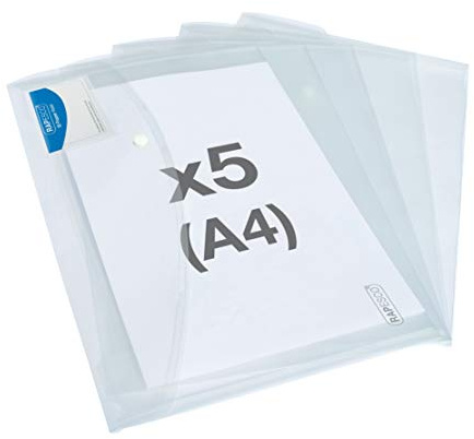 Rapesco 1629 ECO Kuvertmapp, Återvunnen Plast, Märkfönster, A4, 5 Pack | Blandade Klara Färger