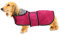 Geyecete Hunde Regenmantel,Einstellbar Wasserdicht Hundejacke für Dackel,Regenmantel mit reflektierenden Trägern,Regenjacken mit Gürtel mit Klettverschluss für Miniaturdackel-Rosa-XL