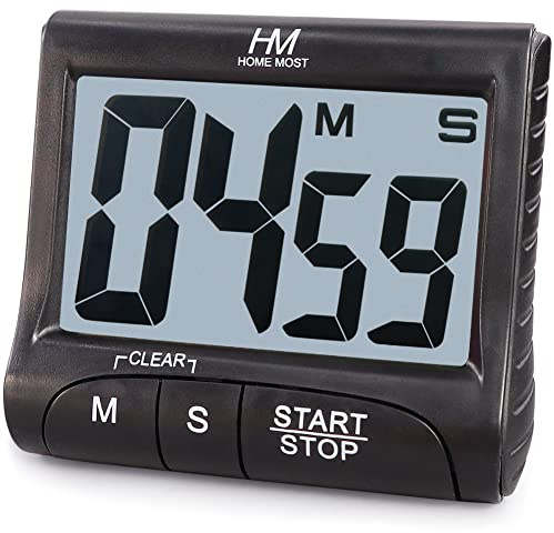HOME MOST 3 Large Display Kitchen Timer - Digital Timer Magnetic Back Loud Alarm On A Rope- Black Cooking Timers For Kitchen Teachers Students Games Kids Meetings -Sports Timers For Workouts Exercise