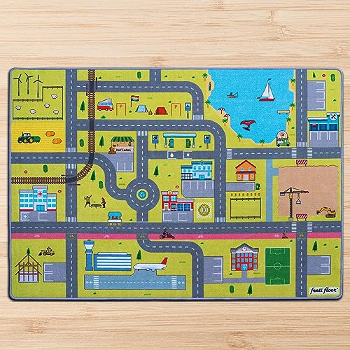 Feeti Floor® modern lekmatta gata 1,4 x 2,0 m | Ökotex 100, luktfri, halkfri | högkvalitativ matta, barnrum/barnmatta/bilmatta