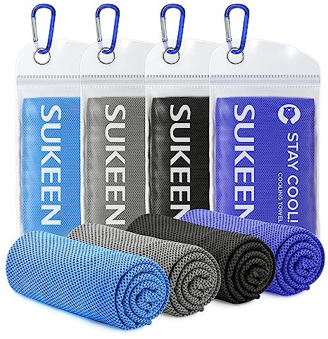 Sukeen Kühlendes Handtuch, 4 Stück - Schnell Trocknend für Fitness, Golf, Yoga und Sport - Eishandtuch für den Hals